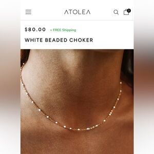 Atolea Gold Chain Necklace with white beads